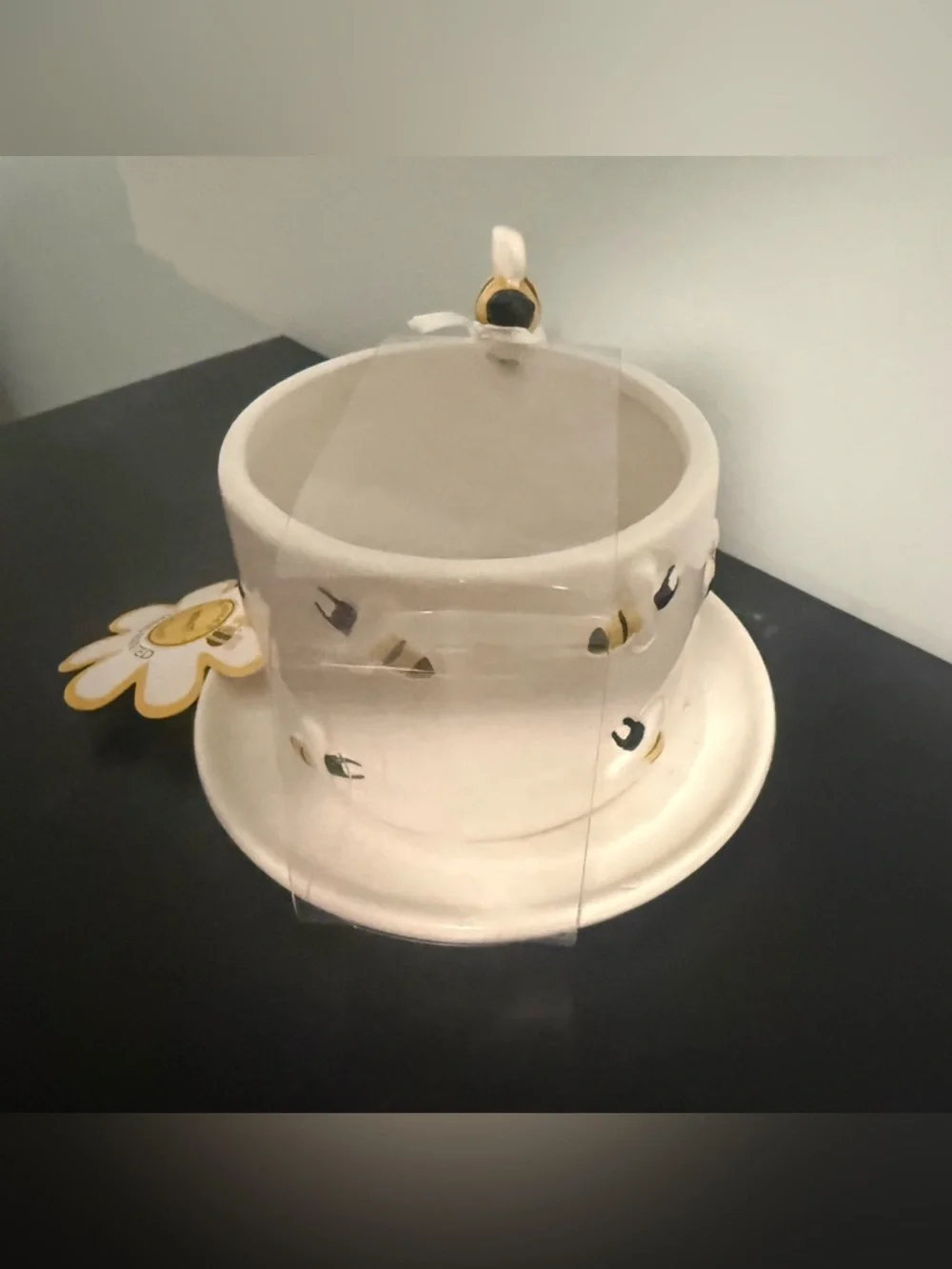 Market Finds Ceramic Teacup and Saucer - with Hand painted Bees 🐝!